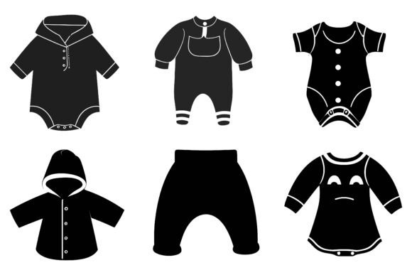 Baby Clothing and Accessories Silhouette Graphics for Crafts