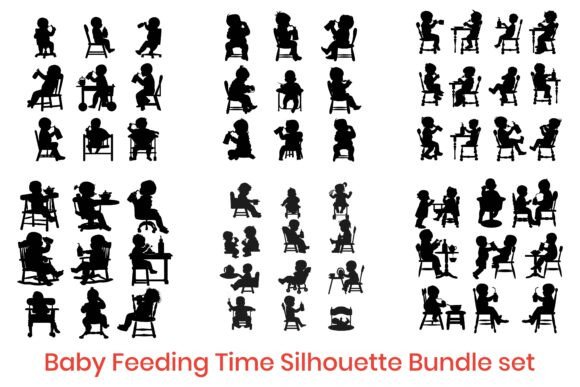 Baby Feeding Time Silhouette Bundle: Graphics and Crafts for Branding