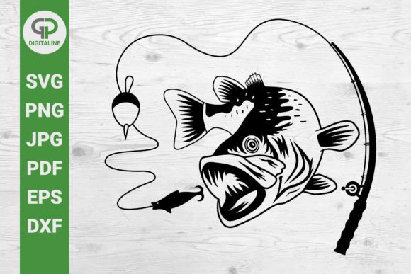 Bass Fish SVG Fishing Rod SVG: A Versatile Graphic Design Asset for Creative Sellers