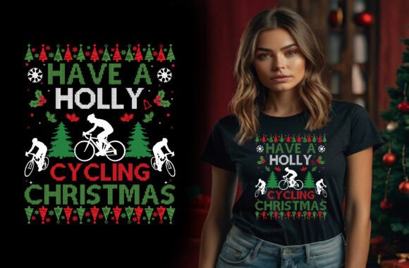 Christmas Cycling T-Shirt Design: A Festive Graphic for Creative Projects