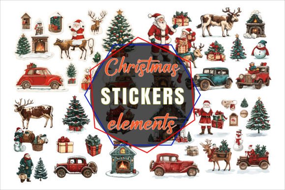 Christmas Sticker Collection: Graphics for Crafts and Editorial Design