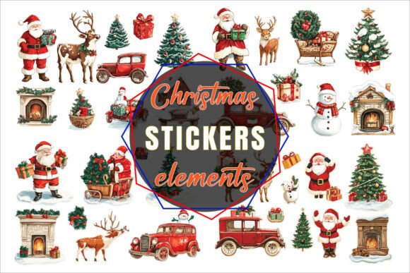 Christmas Vector Stickers Art Graphics for Crafts