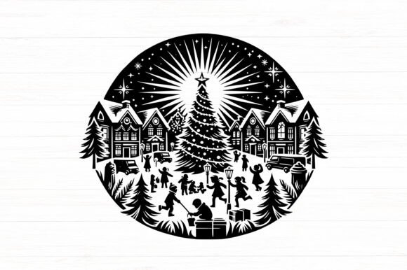 Christmas Village SVG DXF PNG JPG: A Versatile Graphic Design Asset for Crafts and Seasonal Projects