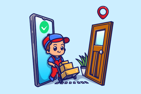 Cute Courier Delivery Package Cartoon Graphics and Illustrations Review