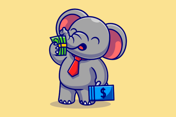 Cute Elephant Employee with Salary Graphics and Illustrations Review