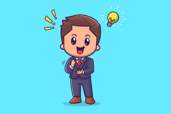 Cute Man Get an Idea Cartoon: A Versatile Graphic Design Asset for Modern Branding