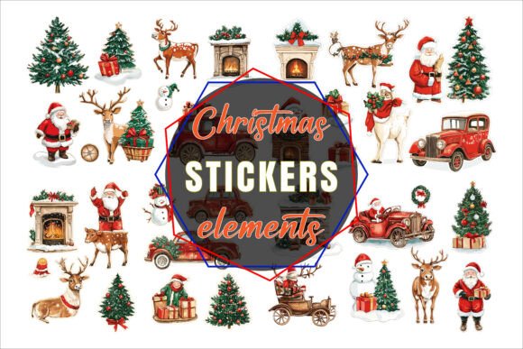 Hand-drawn Christmas Stickers Vector Graphics and Crafts Review
