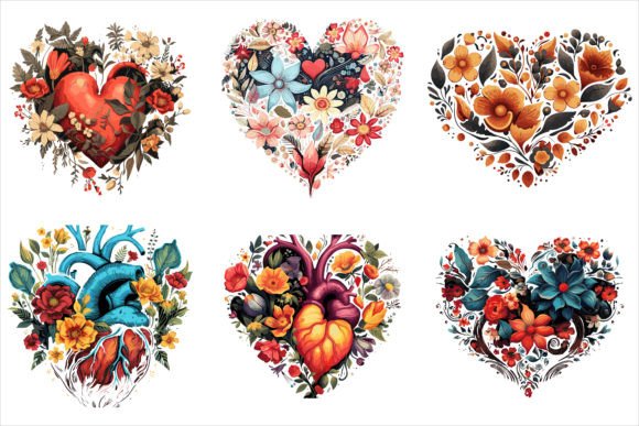 Love Flower Vector Icon Set for Graphics and Crafts