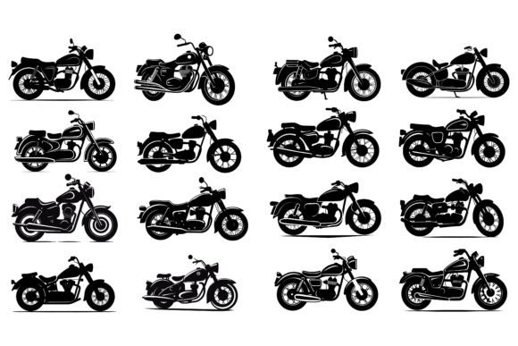 Motorcycle Bike Silhouette Set Vector Graphics and Illustrations Review