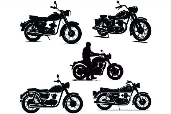 Motorcycle Bike Silhouette Set Vector Il Graphics and Illustrations Review