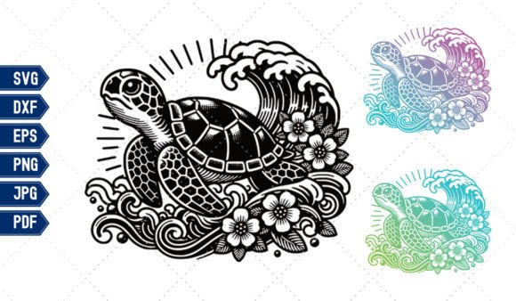 Sea Turtle SVG PNG JPG DXF EPS: A Versatile Graphic Design Asset for Crafts & Branding