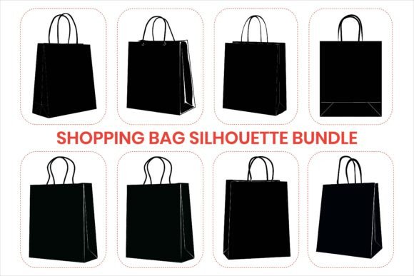 Shopping Bag Icon Silhouette Bundle Set Graphics and Crafts