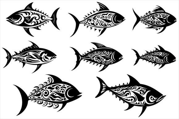Tuna Fish Mandala Silhouette Design for Graphics and Illustrations